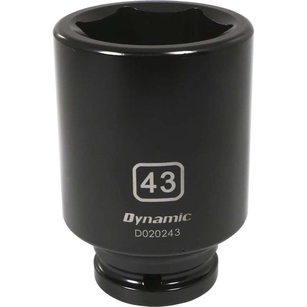 3/4" Drive Deep Socket, Black Phosphate, Tools 3/4" Drive 6 Point Metric, 43mm Deep Length
